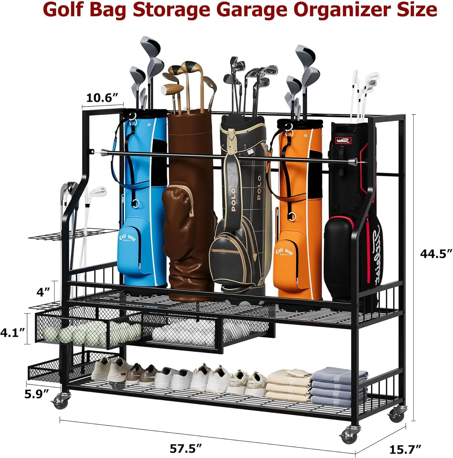 Sports Equipment Bag With Wheels - Многофункциональная подставка для хранения гольф-сумок на